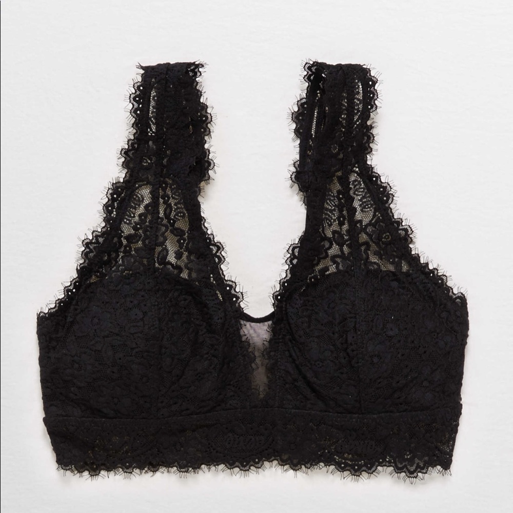 Aerie Eyelash Lace Plunge Bralette XS (2 pieces)
